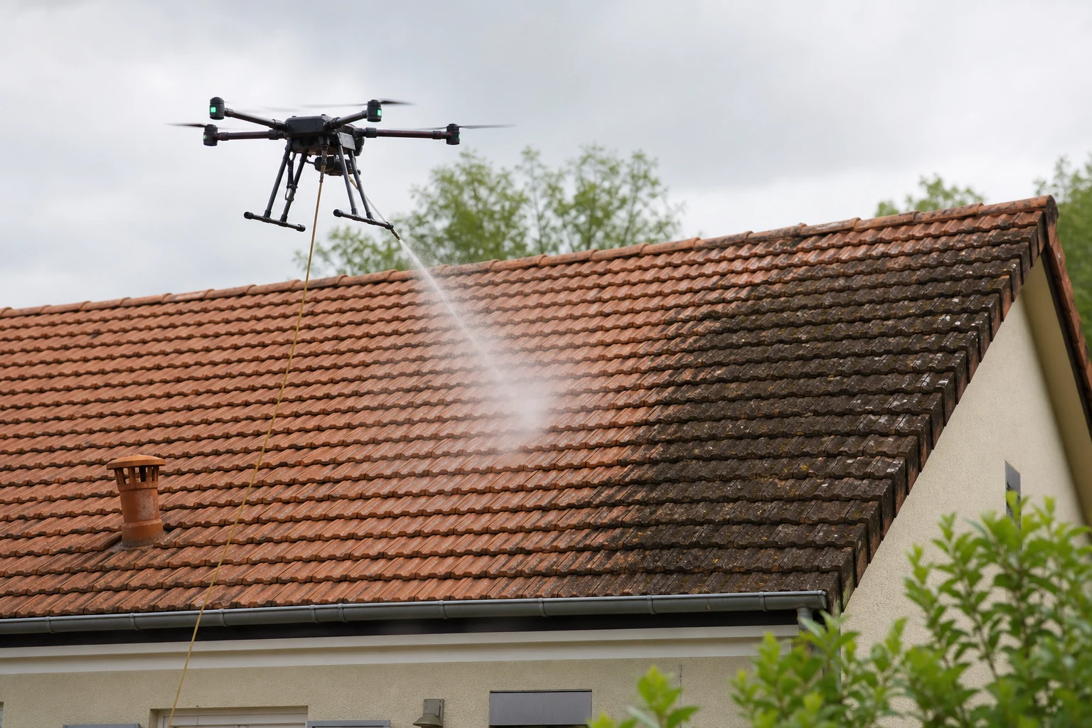 Nettoyage de toiture par drone